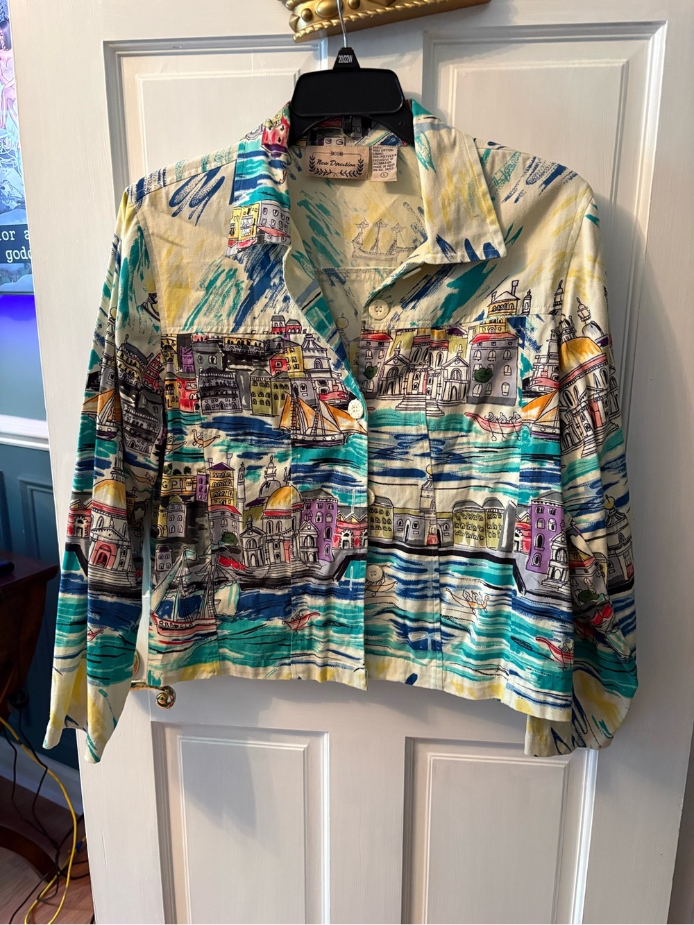 new directions Multicolor Coastal City Print Button-Up Jacket